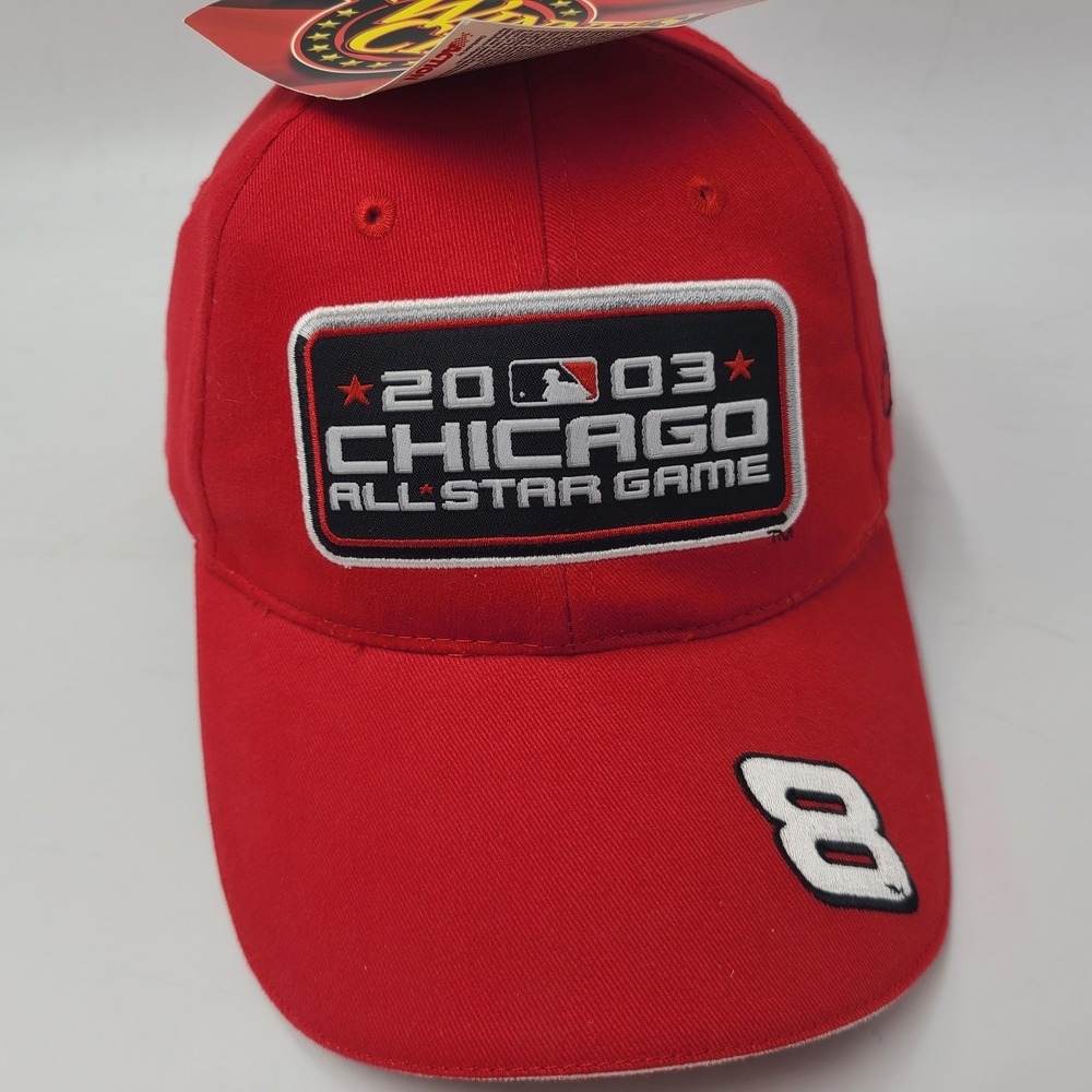 Vintage Dale Earnhardt Jr Hat Red NASCAR #8 MLB 2003 Chicago All Star Game Men